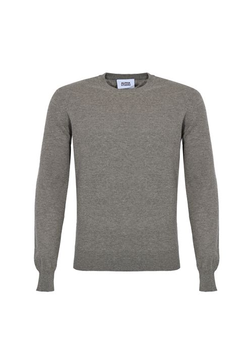 Maglia girocollo regular in lana Geelong Tortora Alpha studio | AU-3100CU1015